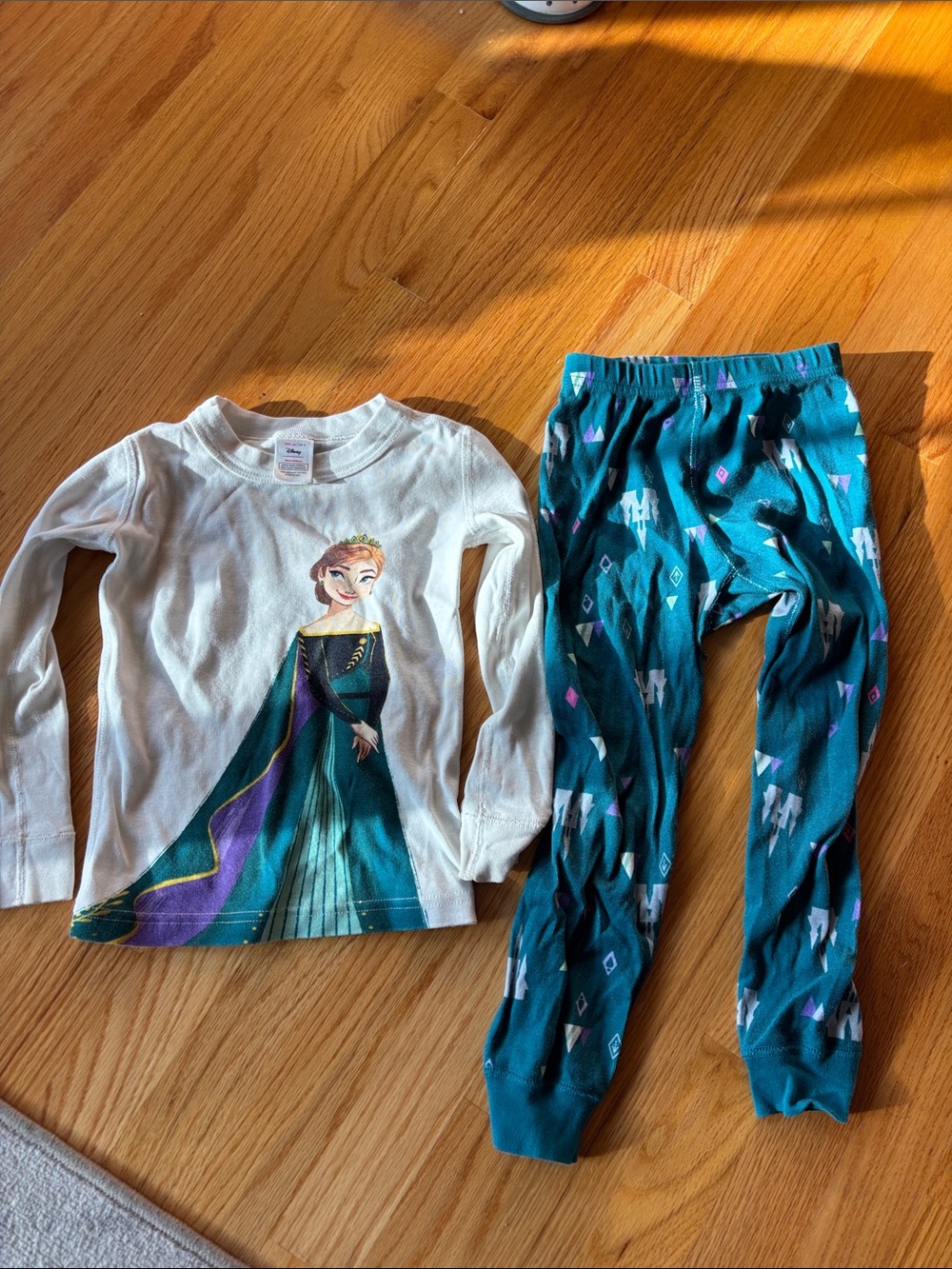 Disney Anna Teal & White Two-Piece Costume Pajama Set